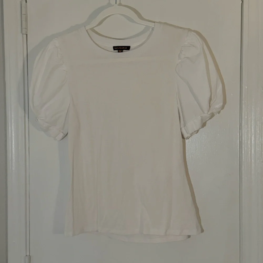 Anthropologie Skies Are Blue White Puff Sleeve Top Size S